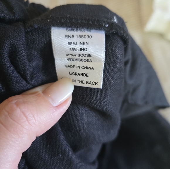 Love Tree Set Of 2 Linen Pants Black & White Size L NWT Cargo Joggers - Picture 11 of 11